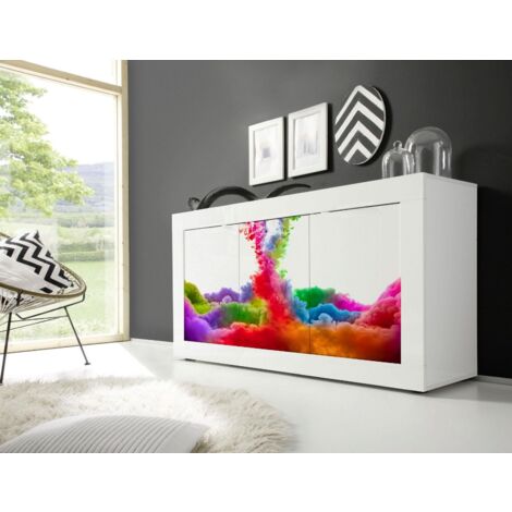 Madia Color Linea Fancy finitura Bianco lucido con Serigrafia Colors