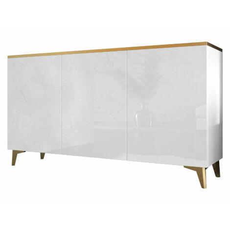 MOBILIER1 Madia Comfivo Virfera 101, Bianco + Bianco lucido, 85x150cm, Il numero di porte: 040cm, Truciolare laminato, Pannello di fibra a media densità
