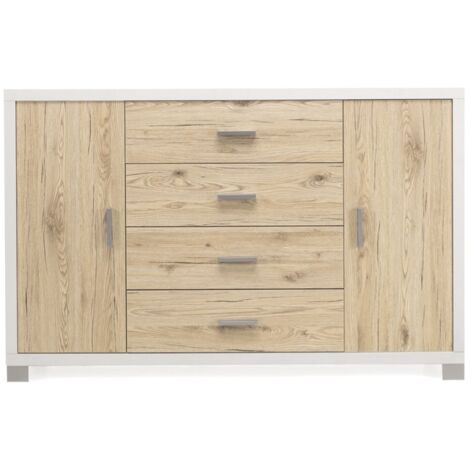 Madia con 2 ante e 4 cassetti 137 cm in legno Rovere Rustico - AMAL