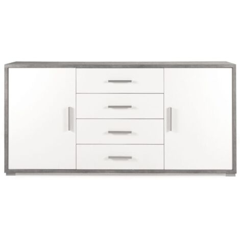 Madia con 2 ante e 4 cassetti centrali 174 cm in melaminico Quercia Bianco - VALE