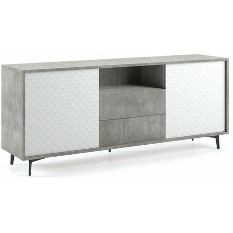 Madia Con Struttura Rovere E Ante Bianco Dama Apertura Push 2 Cassetti rovere ante bianco DAMA