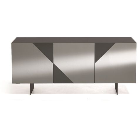 Madia credenza 3 ante in vetro specchio Fum cassa Antracite ARTE 180 con 2 piedini