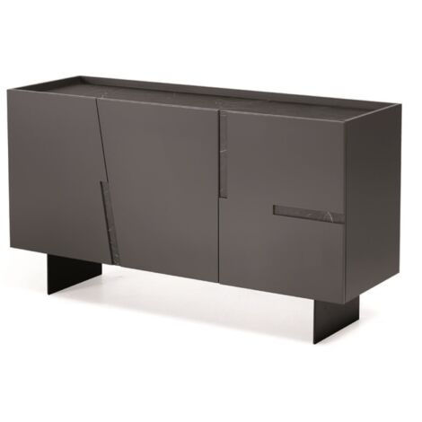 Madia credenza 3 ante inserti Marmo Nero con scocca Antracite GIRONA con 2 piedini