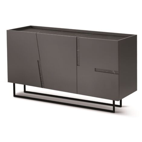 Madia credenza 3 ante inserti Marmo Nero con scocca Antracite GIRONA con piedini sagomati