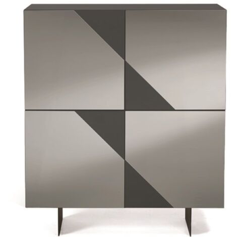 Madia credenza 4 ante in vetro specchio Fum cassa Antracite ARTE 120 con 2 piedini