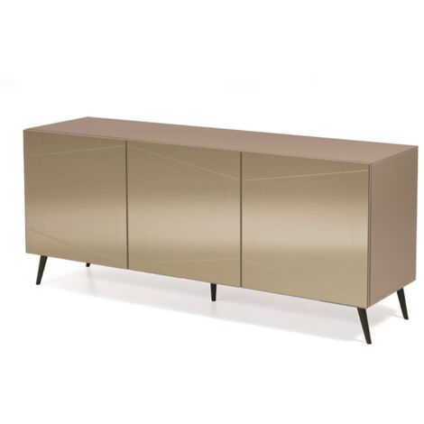 Madia credenza a 3 ante in vetro specchio bronzo scocca tortora e 5 piedini ISIDE