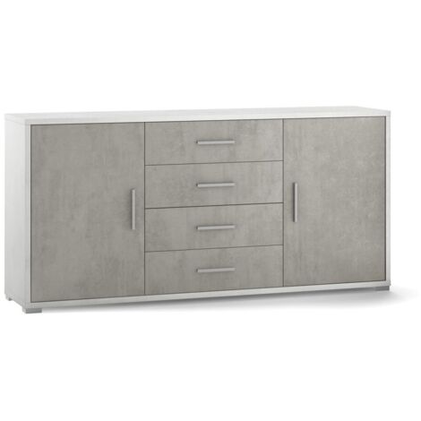 Madia due ante quattro cassetti Bianco Cemento 174x41x h84 cm