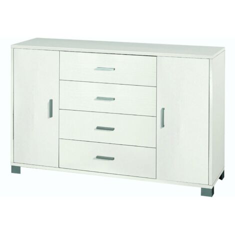 Madia due ante quattro cassetti Bianco Cenere 136x41x h86 cm