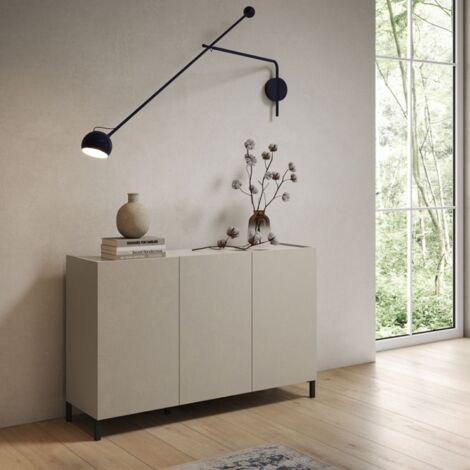 Madia in legno 130 cm a 3 ante e 2 vani con ripiani Grigio HARAS