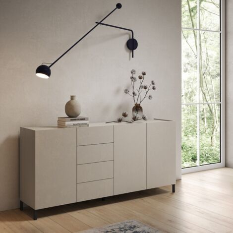 Madia in legno 174 cm con 3 ante e 4 cassetti Grigio HARAS