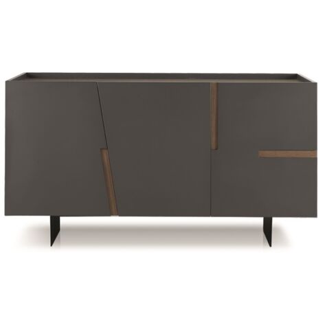 Madia in legno 3 ante 160 cm Antracite e Tek - GIRONA 2 piedini