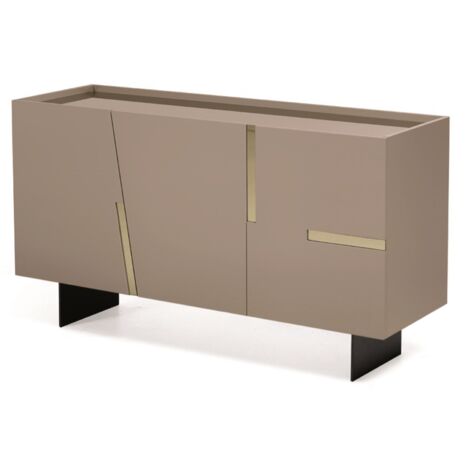 Madia in legno 3 ante 160 cm Tortora e specchio bronzo - GIRONA 2 piedini