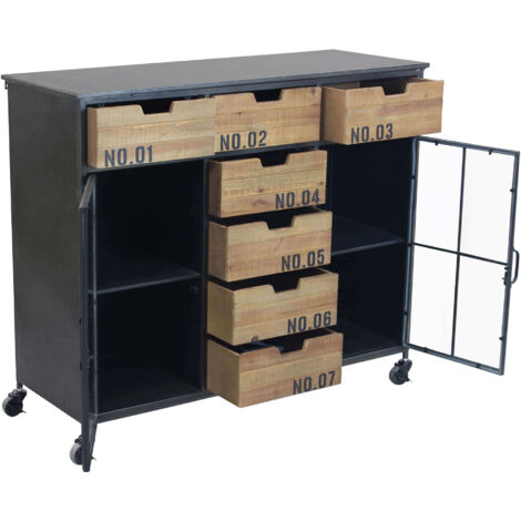 madia industrial in metallo e legno cm 98,5x38,5x84 h