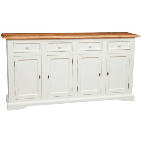 Madia legno massello 202x103x45 cm Madia bianca Spaziosa madia soggiorno Credenza soggiorno e cucina Credenza legno massello