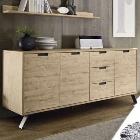 MONTEFIOREDESIGN Madia linea Palma 3 ante 3 cassetti in finitura Sherwood Oak - rovere naturale - rovere naturale