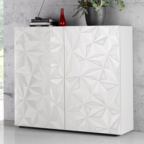 Prisma Wh S credenza buffet soggiorno cucina bianca lucida 3 ante