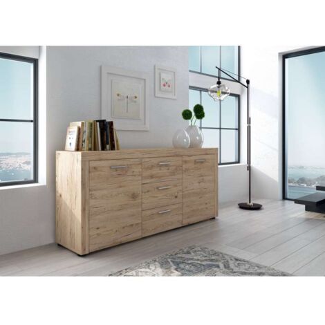 Madia Manuel Sherwood in Legno Rovere - Mobile Compatto 167x41x77 cm - Design Funzionale con Ante e Cassetti