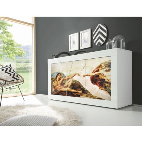 Madia Michelangelo Linea Fancy finitura Bianco lucido con Serigrafia