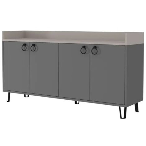 Madia per Soggiorno 4 Ante Antracite Tortora 140x36x80 cm