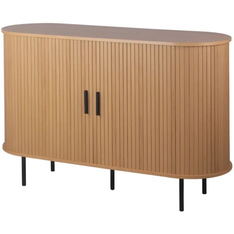 Madia Soggiorno 147x40 Cm – Bianco Opaco E Rovere Chiaro, Con 2 Ante Scorrevoli E 3 Cassetti - 3