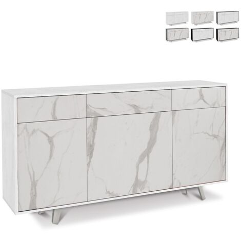 Madia tre ante tre cassetti Bianco Ossido Marmo 164x41x h92 cm