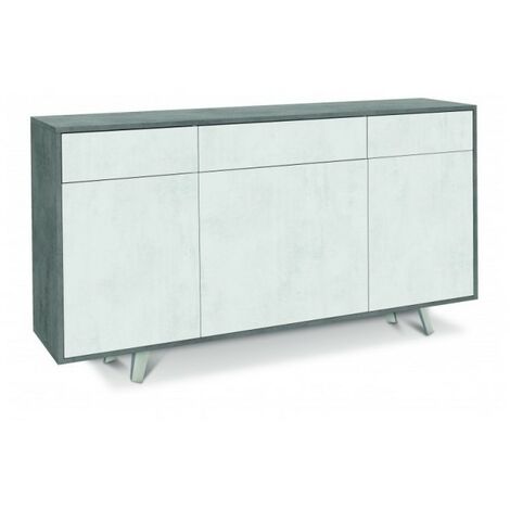 Madia tre ante tre cassetti Cemento Bianco Ossido 164x41x h92 cm