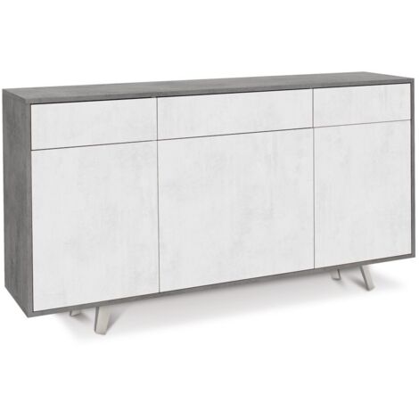 Madia tre ante tre cassetti Cemento Bianco Ossido 164x41x h92 cm