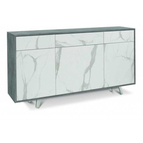 Madia tre ante tre cassetti Cemento Marmo 164x41x h92 cm
