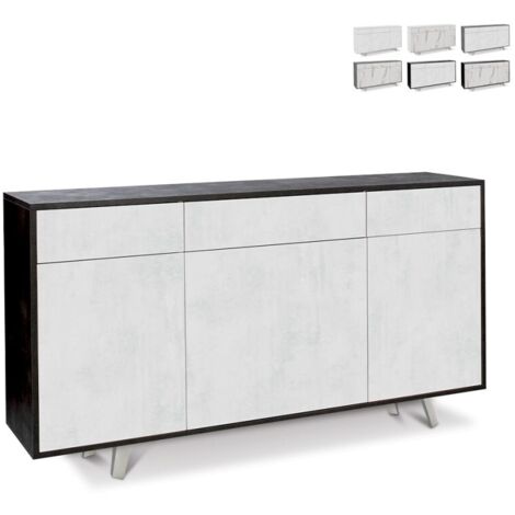 Madia tre ante tre cassetti Nero Bianco Ossido 164x41x h92 cm