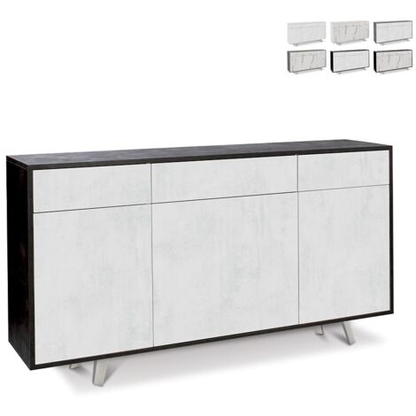 Madia tre ante tre cassetti Nero Bianco Ossido 164x41x h92 cm