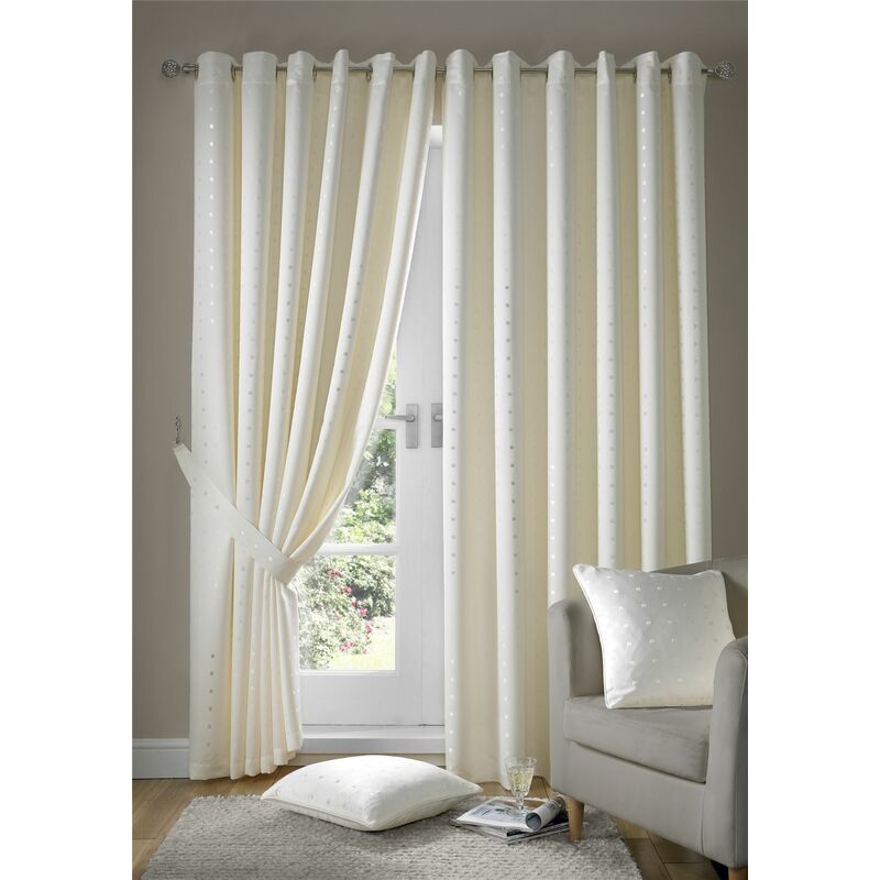 Madison Eyelet Curtains Cream Ivory 66x72'