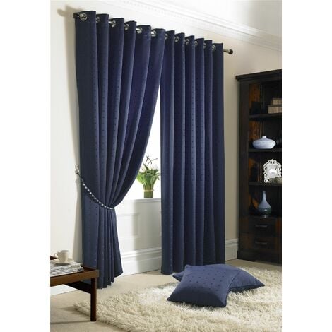 Madison Lined Eyelet Ring Top Curtains Navy 66x90" - Navy