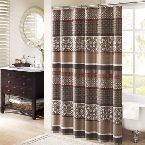 Madison Park Princeton Tenda Doccia in Tessuto Jacquard Rosso 182,9 x 182,9 cm