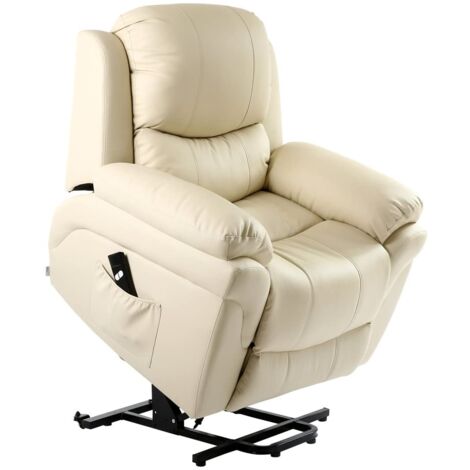 MADISON RISEREC CREAM LEATHER RECLINER