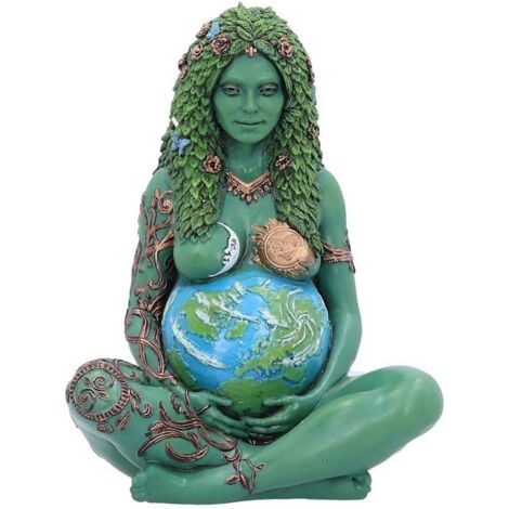 Madre Tierra Gaia - Figura artística pintada de 17,5 cm, color verde.