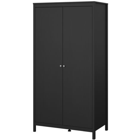 Madrid Kleiderschrank 2 Türen schwarz matt.