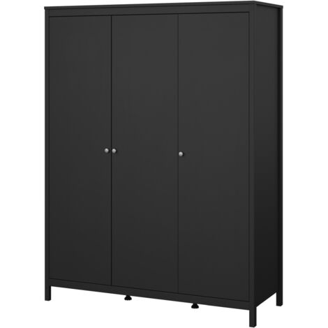 Madrid Kleiderschrank 3 Türen schwarz matt.