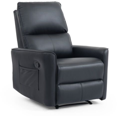 MADRID MANUAL RECLINER AIR LEATHER CHAIR BLACK