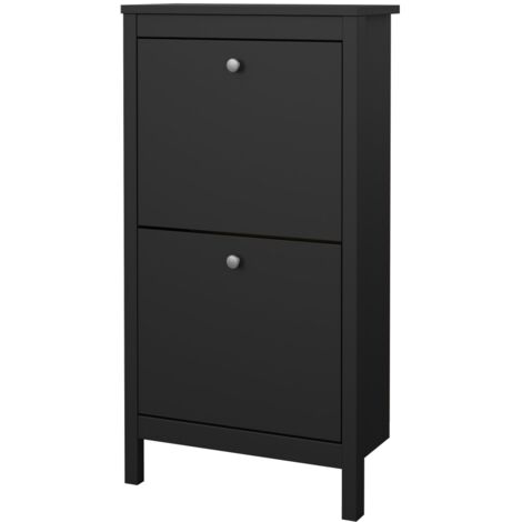 Madrid Schuhschrank 2 Klaptüren schwarz matt.