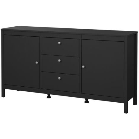 Madrid Sideboard 2 Türen 3 Schubladen schwarz matt.