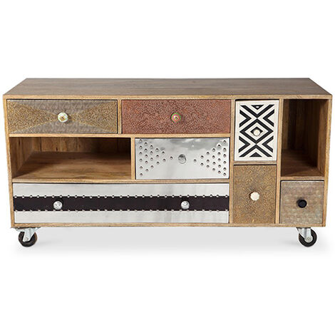 main image of "Mady Vintage TV Cabinet With Wheels Natural wood Wood, Wood"
