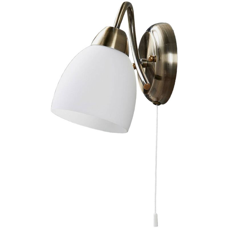 Image of Lindby Mael - lampada da parete con interruttore - bianco, ottone antico