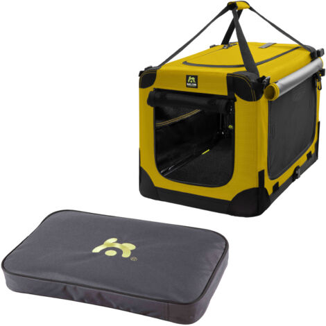 Maelson Soft Kennel Safran Gelb 62 cm + Lounge Mat - Transportbox mit Matratze für Hunde