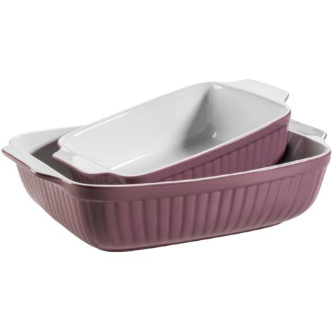 MÄSER 931983 - Set di 2 pirofile, rettangolari, ideali anche per lasagne, resistenti ai graffi e al taglio, in ceramica, 33 x 24 x 8 cm/25,5 x 16 x 7 cm, colore: Berry