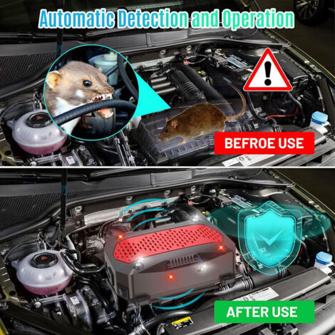 Mäuseabwehrgerät für den Automotor, 3-in-1-Ultraschallgerät zur Mäuseabwehr im Außenbereich. Elektronisches Mäuseabwehrgerät für den Innen- und Außenbereich.