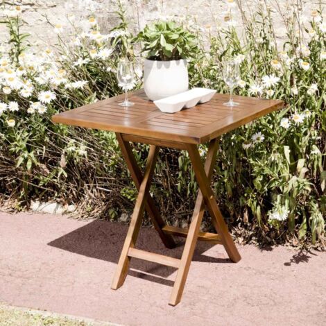 MAEVA - Table de jardin 2 pers. carrée pliante 70x70cm bois teck huilé
