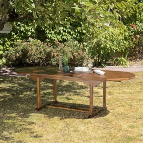 MAEVA - Table de jardin 8/10 pers. Table ext. 180/240cm bois teck huilé