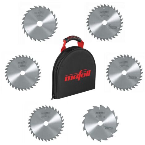 Mafell Sägeblatttasche TZ-SBT250 095260 + 6x HM-Sägeblätter 185 x 20 mm WZ