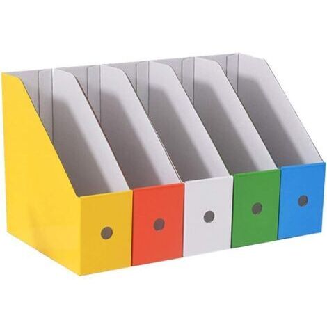 Magazine and File Holder Set, 5 Pieces, Cardboard Magazine Holders, Kraft Paper Magazine Holders, Magazine Holders, for File Storage, Office Supplies, Stationery, Home Office, Dormitory, School