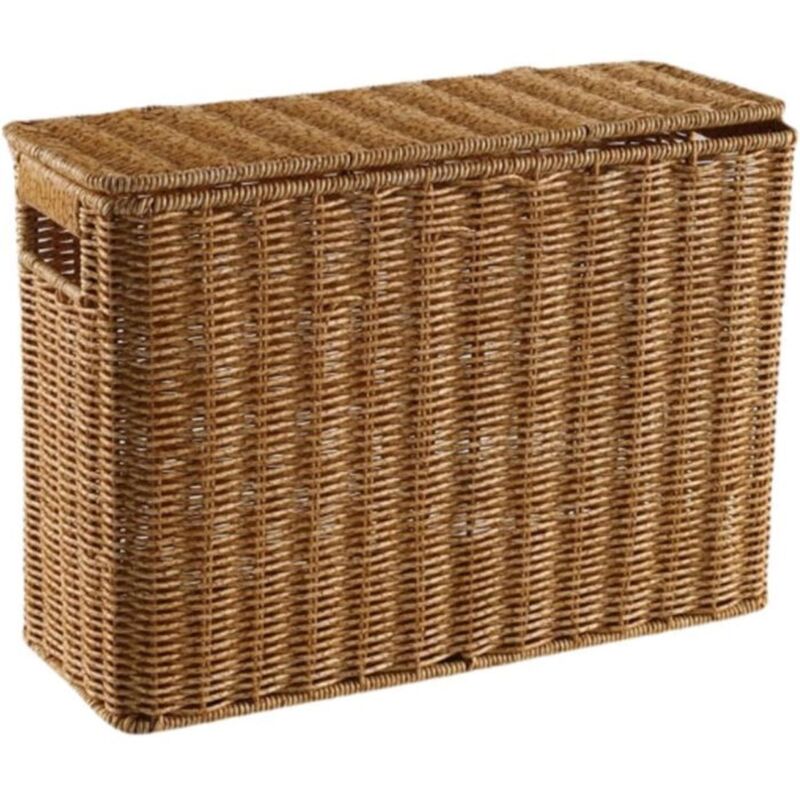Magazine Panier en Osier, Organisateur de Rangement de Livres, design étroit et haut, avec couvercle, pour la maison(S)